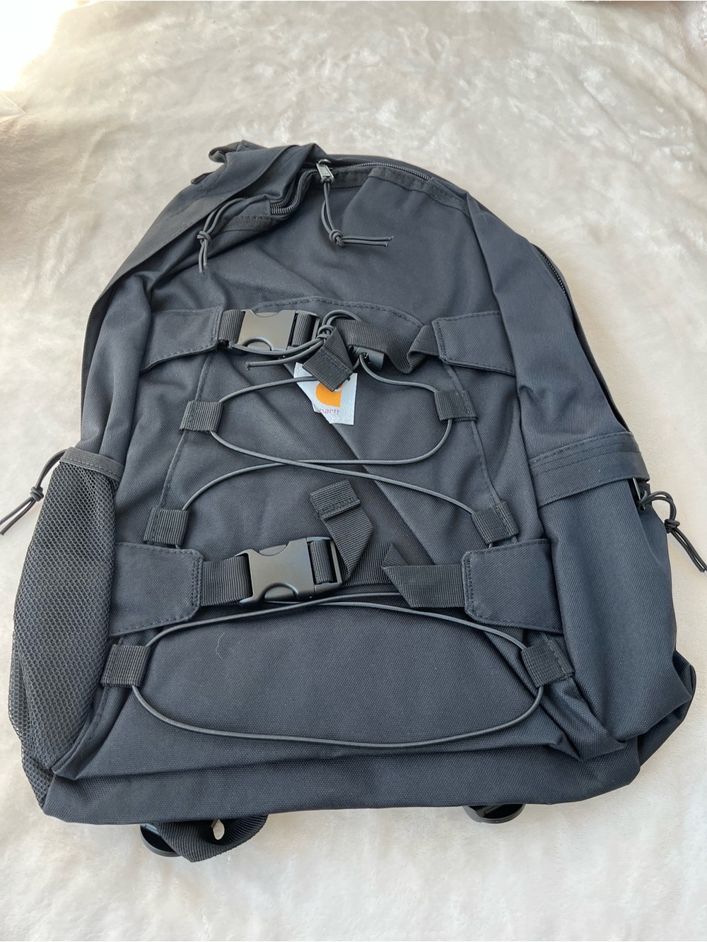 Carhartt Black Tactical-Style Backpack with Elastic Cord